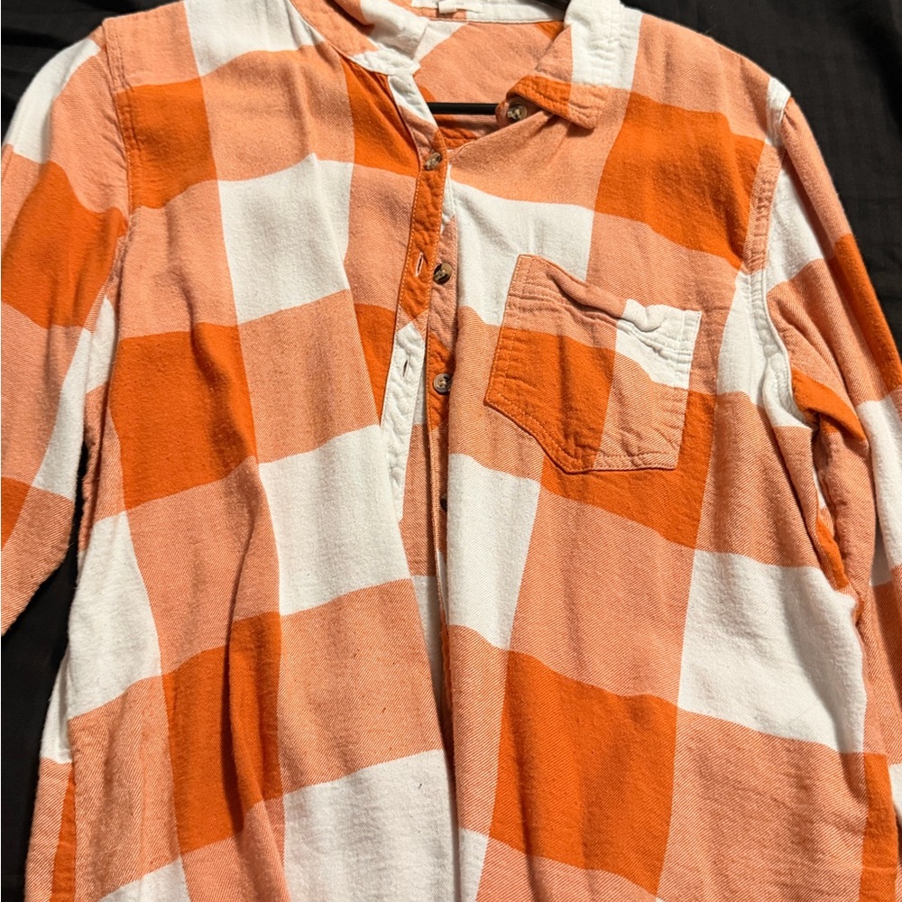 Maurices Bold Orange and White Checkered Shirt
